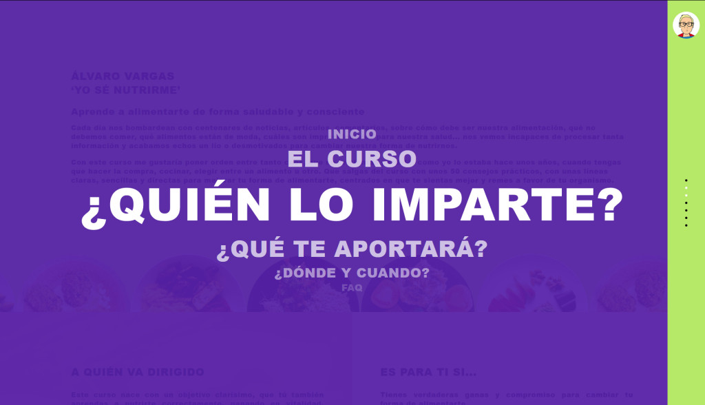 diseño del menú web