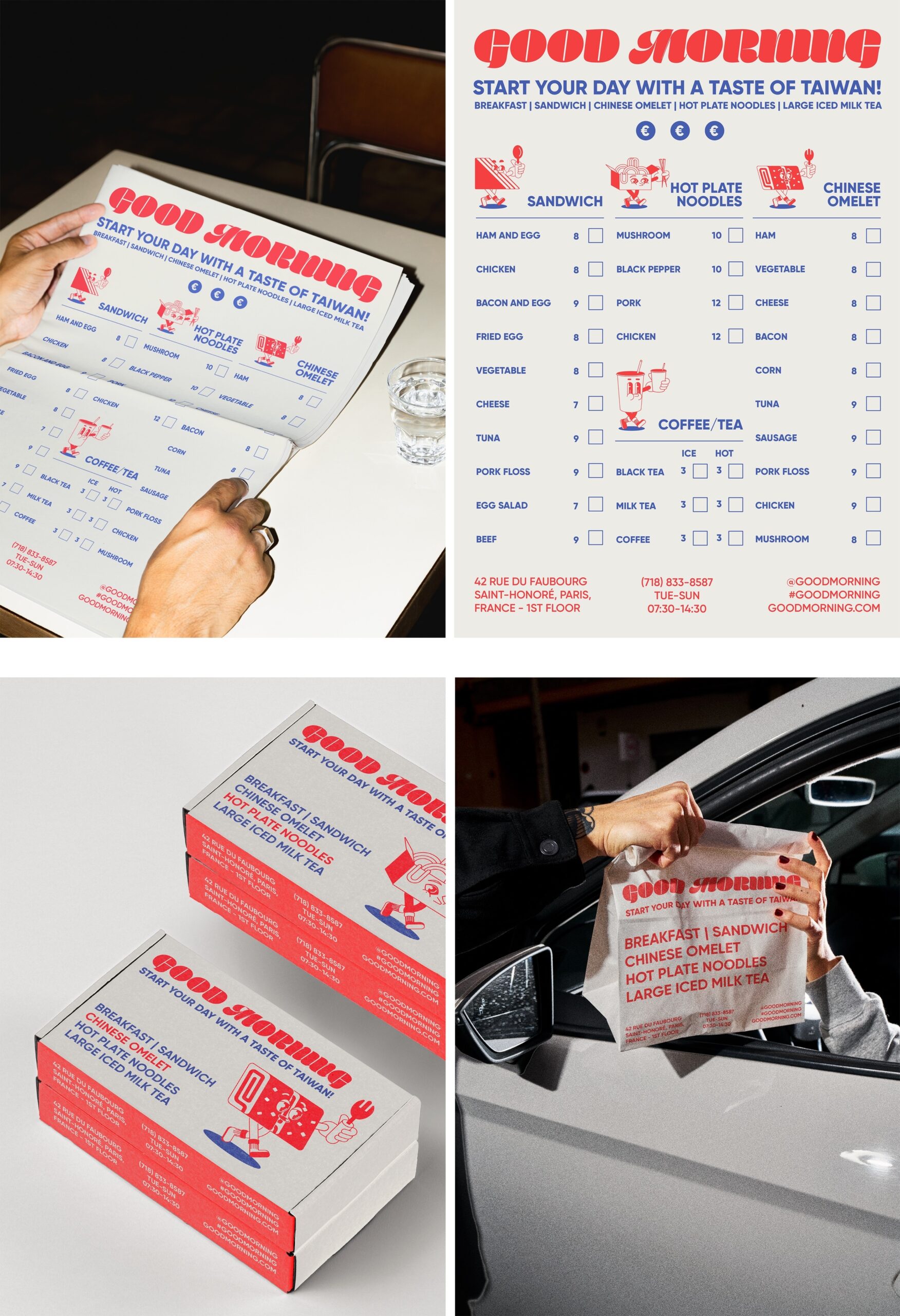 Good Morning menú y packaging