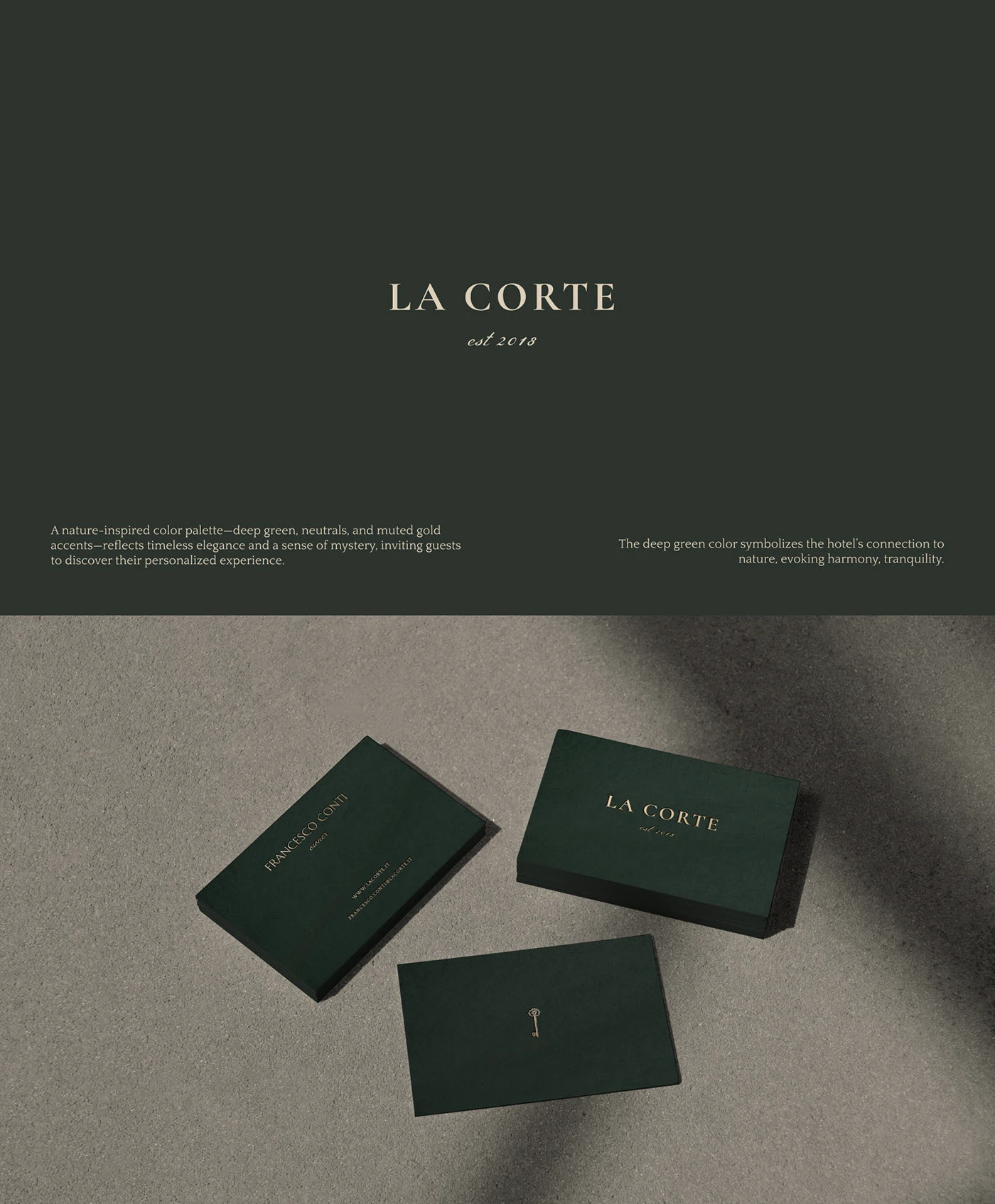 LA CORTE logotipo y packaging verde